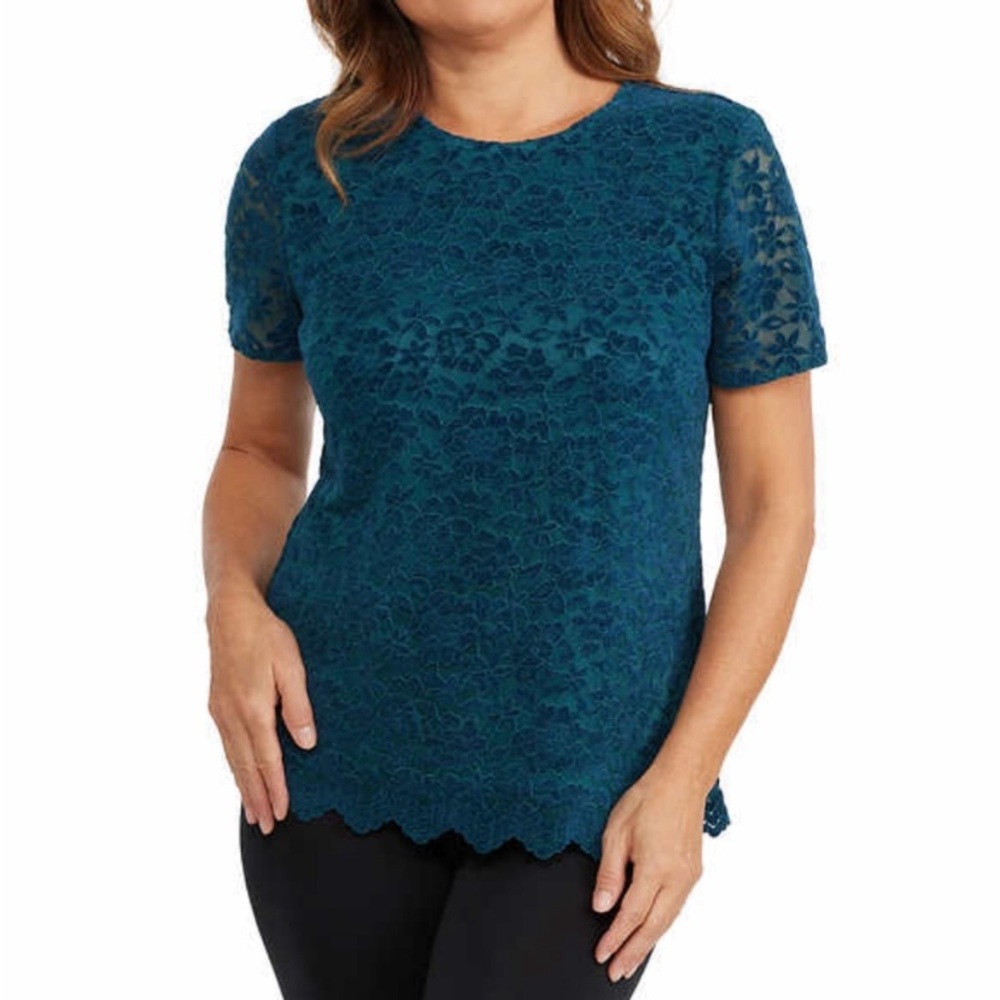 Teddi Rose Lace Top NWT Teal Size M
